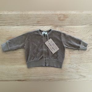 The Simple Folk Terry Bomber Jacket Walnut Size 3-6 Months NWT